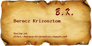Berecz Krizosztom névjegykártya